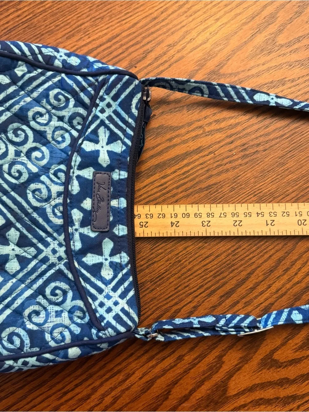 Vera Bradley Little Crossbody Bag Cuban Tiles Blue Quilted Cotton Purse